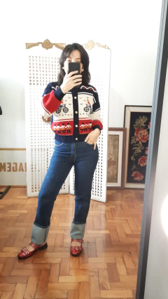 Cardigan vintage de lã P - Antonieta Brechó