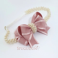 Laço Sophia Gorgurão e organza na faixa de pérolas com regulagem (Unidade) - comprar online