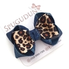 Laço Antônia Jeans com animal print (Unidade)