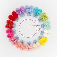 (Parzinho) Pompom de malha Jeans claro