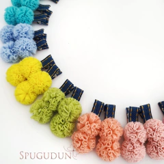 (Parzinho) Pompom de malha Jeans escuro na internet