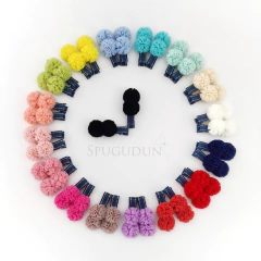 (Parzinho) Pompom de malha Jeans escuro