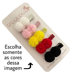 Kit Hair clips pompom com brilho - comprar online