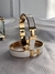 Pulsera H 12 mm blanca acero baño oro 18k
