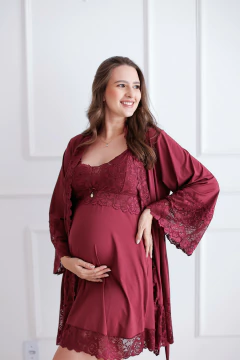 COMBO Camisola Amamentação + Hobby Marsala - LG íntima