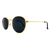 O Óculos de Sol Taith Dourado e Preto possui design moderno, em metal na cor dourada, lentes na cor preta e com ponteiras em acetato na cor preta.