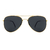 O Óculos de Sol Aviador Classic Dourado e Preto possui um design clássico, em formato aviador, com armação em metal em banho dourado e lentes na cor preta.
