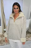 Blusa Feminina Biamar Oversized Com Gola e punhos de pelo fake para o frio inverno