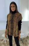blusa feminina de frio para o inverno anselmi ambicione animal print onça