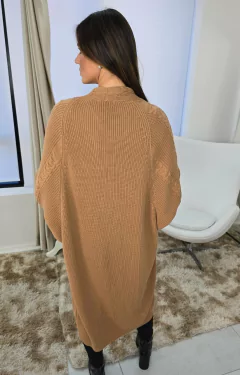 casaco feminino longo de tricot anselmi ambicione com bolso para o inverno