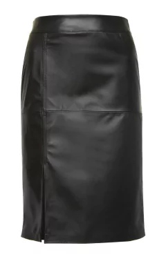 saia feminina de couro pelica com malha atrás