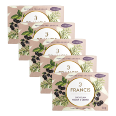 Kit com 5 Sabonete Francis Groselha Negra e Cedro 90g