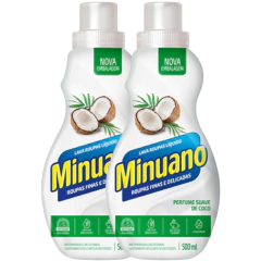 Kit com 2 Lava Roupas Líquido Minuano Coco 500ml