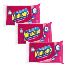 Kit com 3 Sabão em Barra Glicerinado Minuano Toque de Amaciante Unit.180g