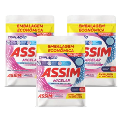 Kit com 3 Sabão em Pó Assim Micelar Embalagem Econômica 400g