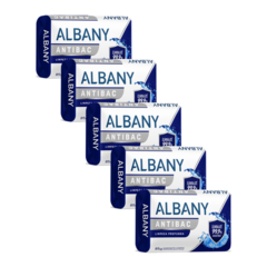 Kit com 5 Sabonete Barra Albany Limpeza e Cuidado 85g