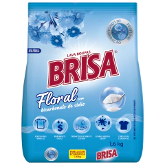 Det. Po Brisa Lava Roupas Azul Floral E Bicarb Bag 1,6Kg