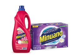 Kit Minuano Lava Roupas Pó Roxo 1,6Kg e Amaciante Rosa 2L