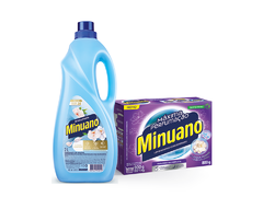 Kit Minuano Lava Roupas Pó 800g e Amaciante Brisa Macia 2L