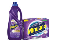 Kit Minuano Sabão Pó 800g Máxima Perfumação e Amaciante 2L