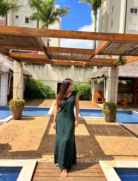 Vestido Indiano Clássico - Verde Escuro