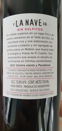 y LA NAVE VA Sin sulfitos Malbec 2021 en internet