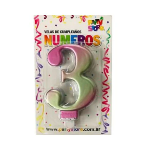 Vela Numero 3 Iridiscente - comprar online