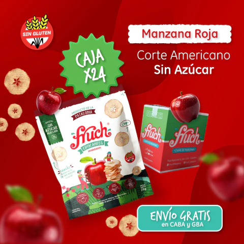 Caja x24 chips CORTE AMERICANO Sin Azúcar agregada de Manzana Roja de la Patagonia - comprar online