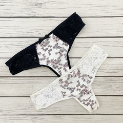 SALE Culotteless Microfibra Estampada + Encaje