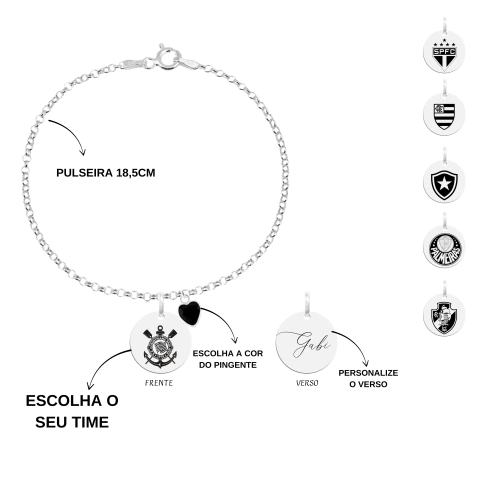 Pulseira em prata time futebol (escolha o seu) - comprar online