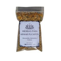 HIERBAS PARA ARMAR PUCHITOS Manzanilla, Caléndula y Cedrón