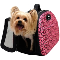 Safari Hard Case Tote – Pink Leopard - Chila Pet's