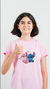 Remera Rosa Stich y Ángel