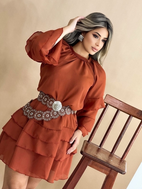 Vestido chiffon . COD F607 (sem o cinto) - comprar online