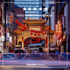 Visto chinês despachado - valor por pessoa referente à assessoria documental.