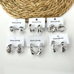 Pack 6 Pares De Aros Trendy Silver - comprar online