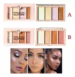 Paleta iluminadores Glitter Miss Lara | 4 iluminadores - comprar online