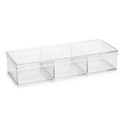 Organizador acrílico triple con tapa