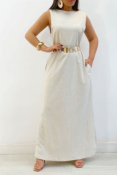 VESTIDO MIDI LINHO ELEGANCE - comprar online