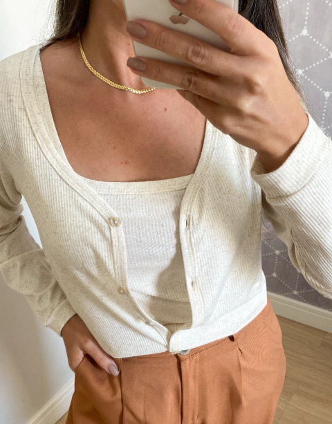 TWINSET CANELADO CRU