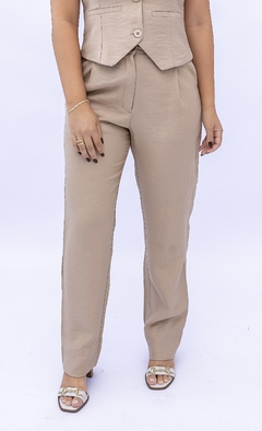 CALÇA ALFAIATARIA COM LAPELA - BEGE - comprar online