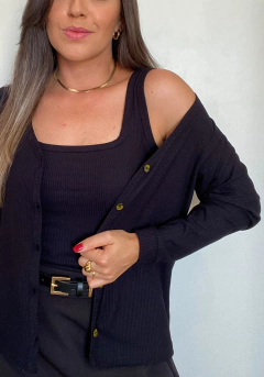 TWINSET CANELADO PRETO