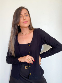 TWINSET CANELADO PRETO - Frida Fashionista - moda feminina marca própria
