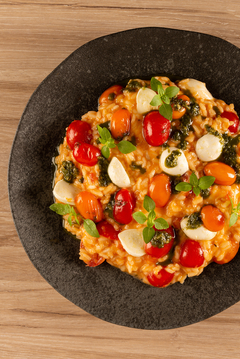 Risoto caprese ao pesto