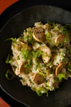 Risoto de pupunha com alho poró