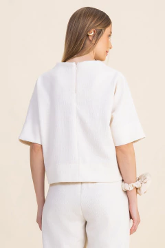 Blusa Tweed Zíper Off White (2212) na internet