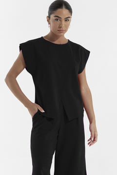 Blusa Transpasse Montaria Preta (2169)