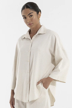 Camisa Linho Manga 7/8 Natural (2107)