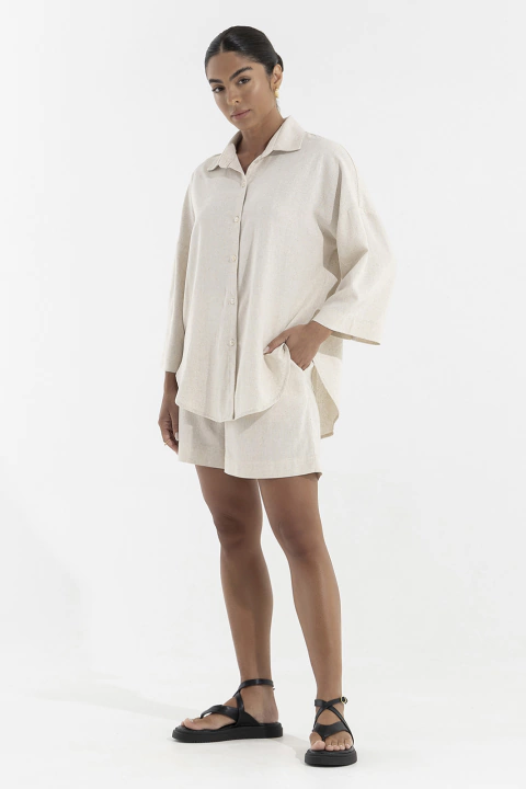 Short Linho Bolsos Natural (2110)