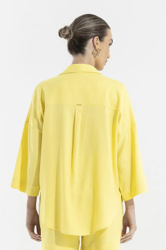Camisa Linho Manga 7/8 Amarelo Siciliano (2108) - comprar online